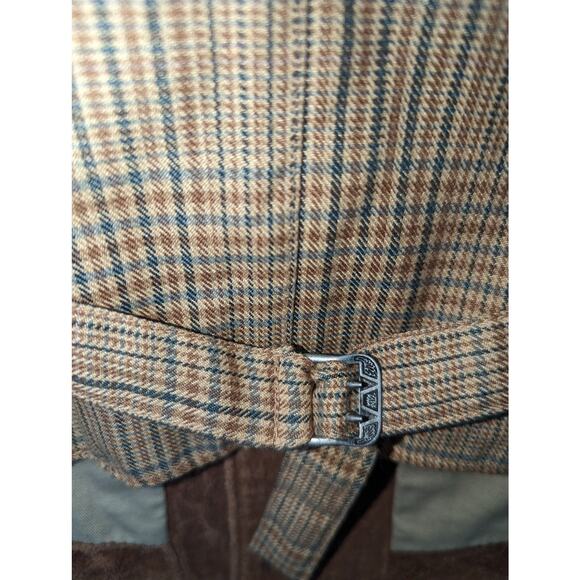 Vintage 90's Rafaella Suede Front Vest Cotton Houndstooth Back Men's Unisex - Picture 6 of 7